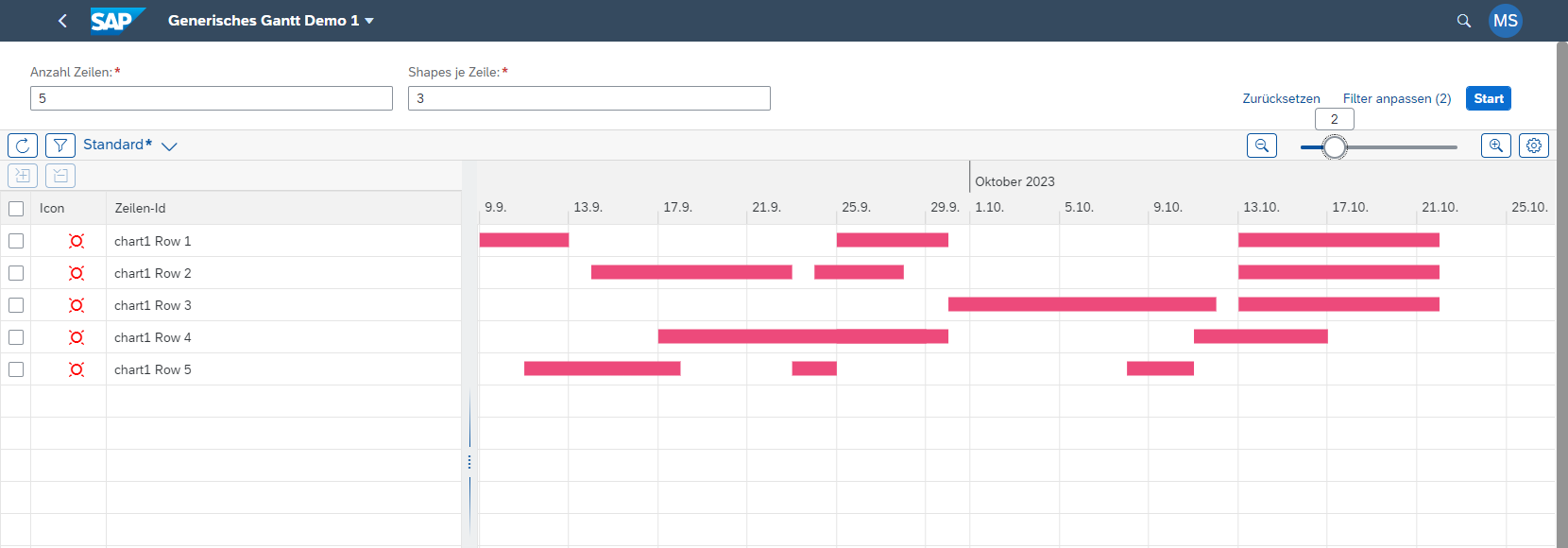 Generische Gantt Demo Anwendung