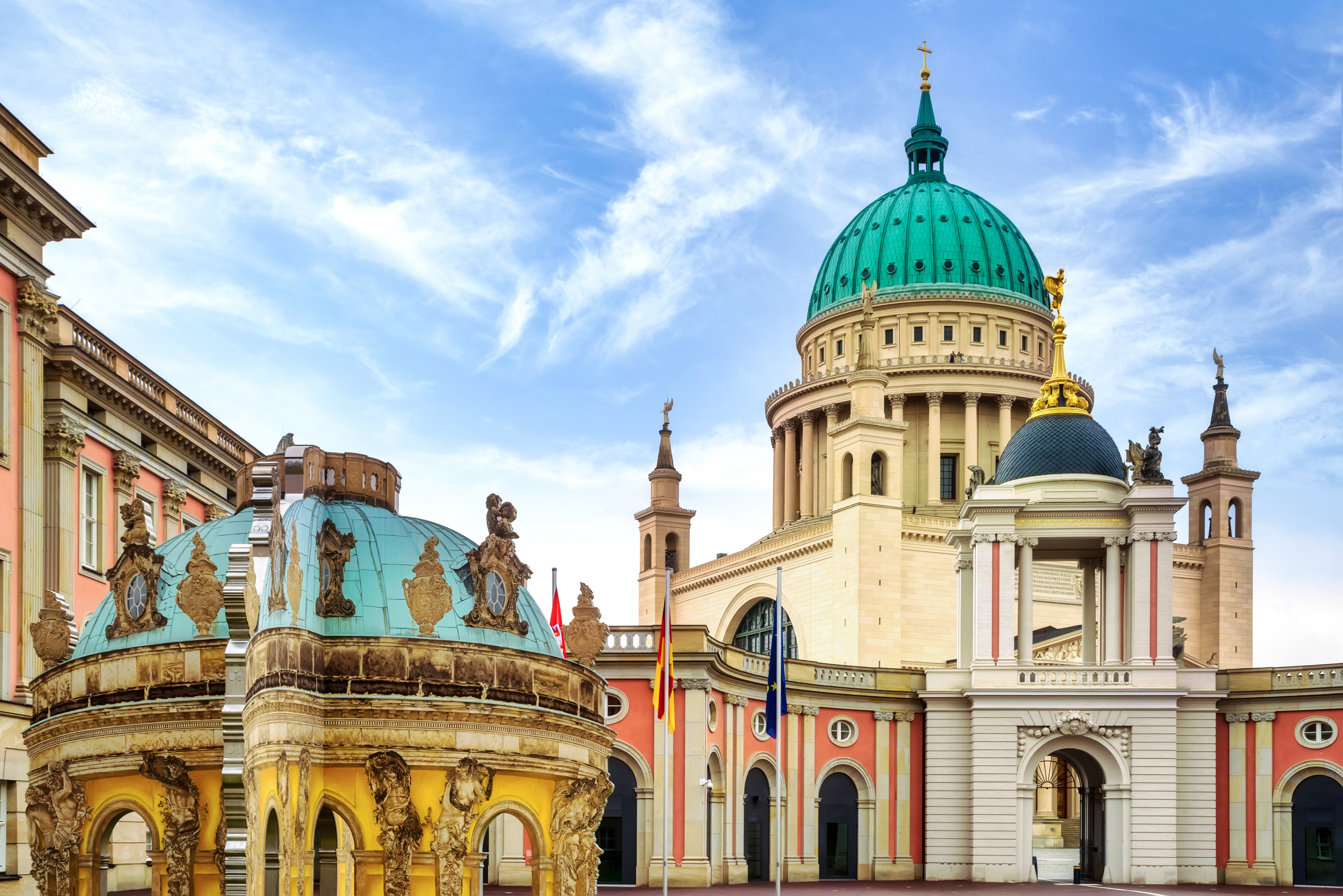 St. Nicholas‘ Church and the Landtag (Parliament) of Brandenburg in Potsdam, Germany.